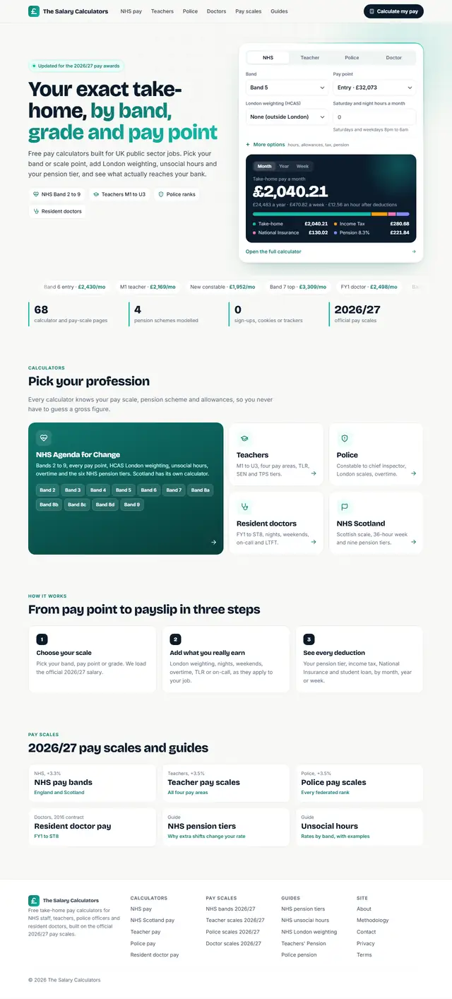 Pay & Salary Calculator Website Template preview