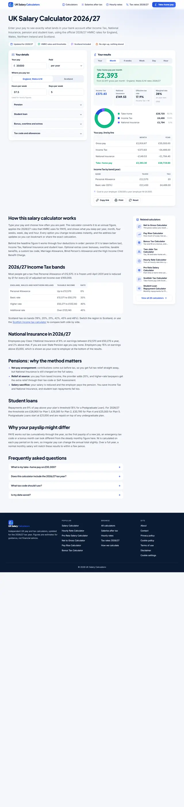 Salary & Tax Calculator Website Template preview
